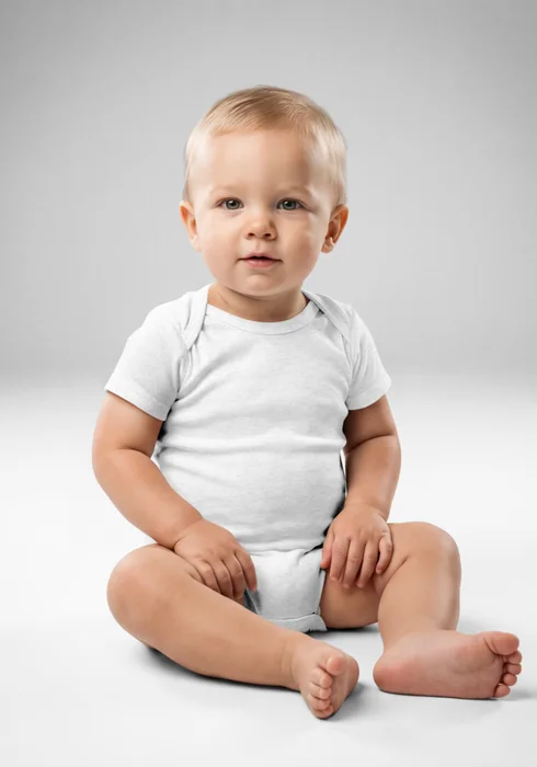 Baby bodysuit in ash, personalized