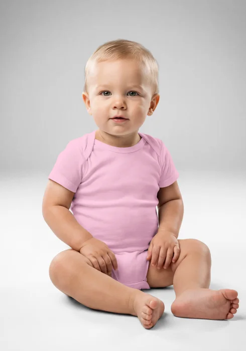 Baby bodysuit in pink, personalized