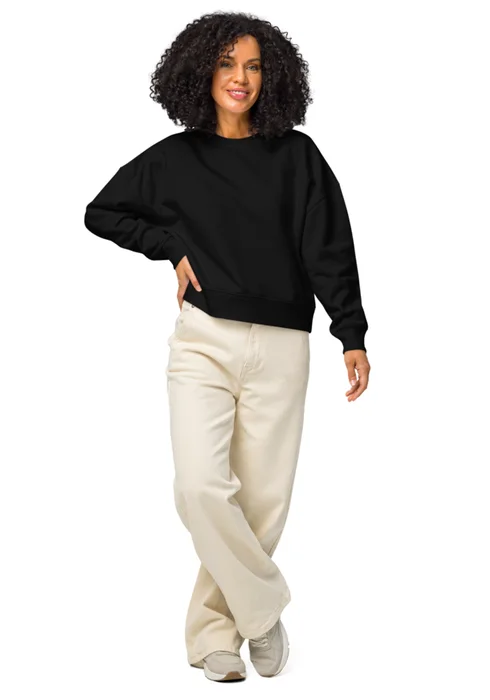 Women's crewneck sweatshirt in black, personalized