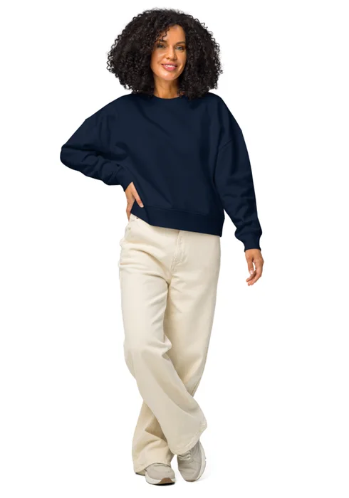 Women's crewneck sweatshirt in french navy, personalized