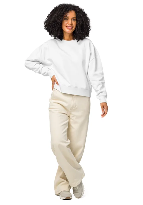 Women's crewneck sweatshirt in white, personalized