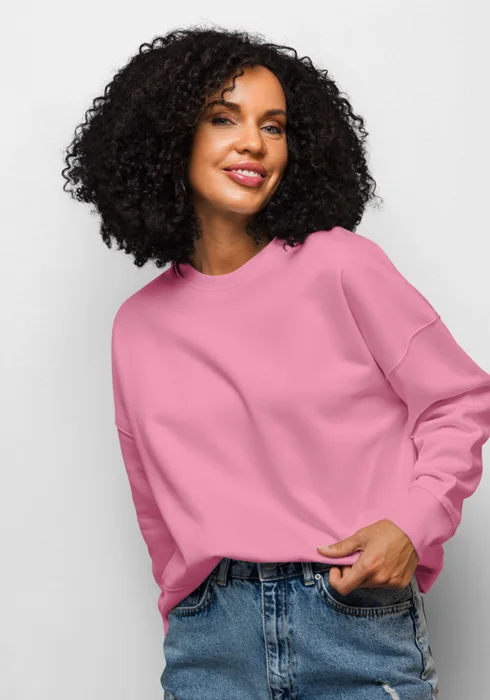 Women's crewneck sweatshirt in bubble pink, personalized